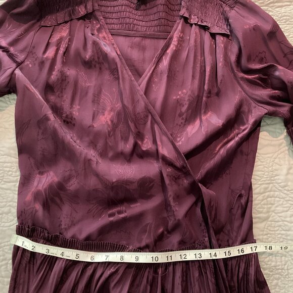 Anthropologie Current Air Purple Wrap Long-Sleeve Midi Party Dress New with Tags - Picture 13 of 14